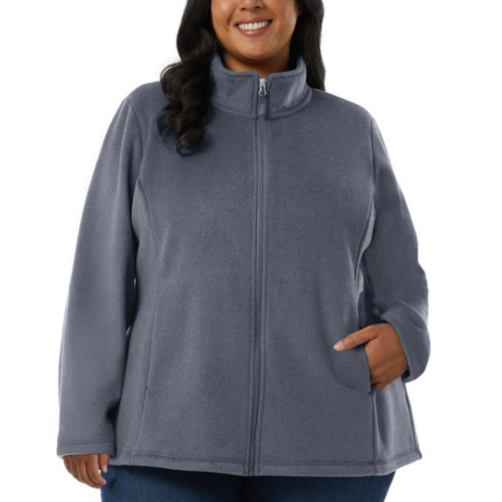 NEW 32 Degrees Brushed Faux Wool Full Zip Up Zipper Warm Jacket Coat 18W 20W NWT